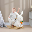 Cavallo a Dondolo per Bambini in Legno e Peluche Coniglio Bianco