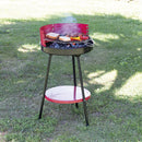Barbecue a Carbone Carbonella Rotondo Ø42x77 cm con Vassoio in Acciaio al Carbonio Rosso      