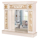 Camino Decorativo da Pavimento 102x110x30 cm con Specchio  Versailles Gold Plus Avorio