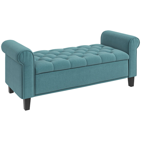 Panca Vintage con Contenitore 126x48,5x57 cm Imbottita in Velluto Verde acquista