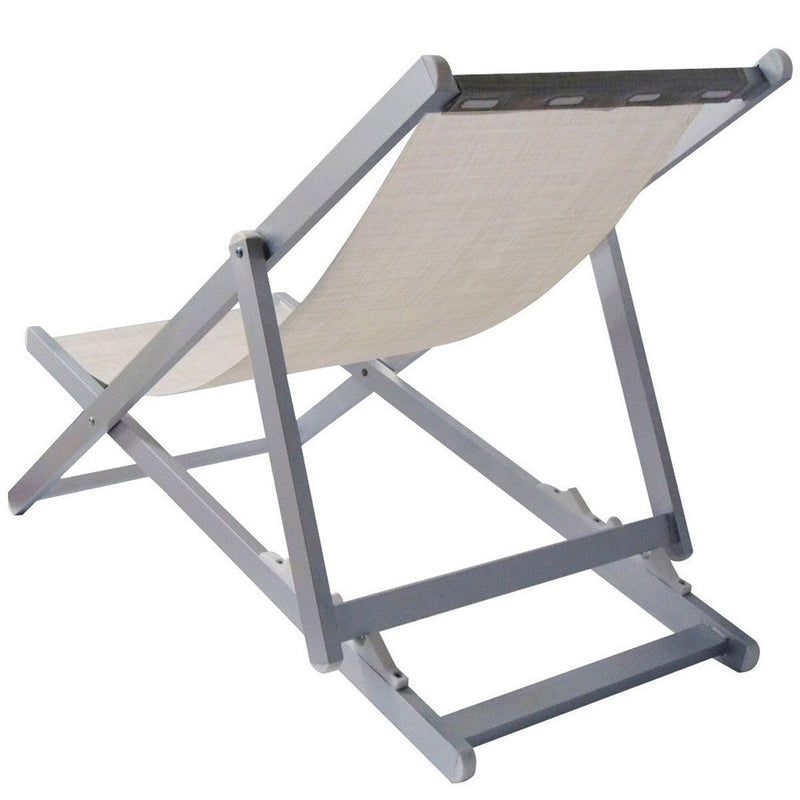 Sedia Sdraio Pieghevole 3 Posizioni in Alluminio e Textilene Beige