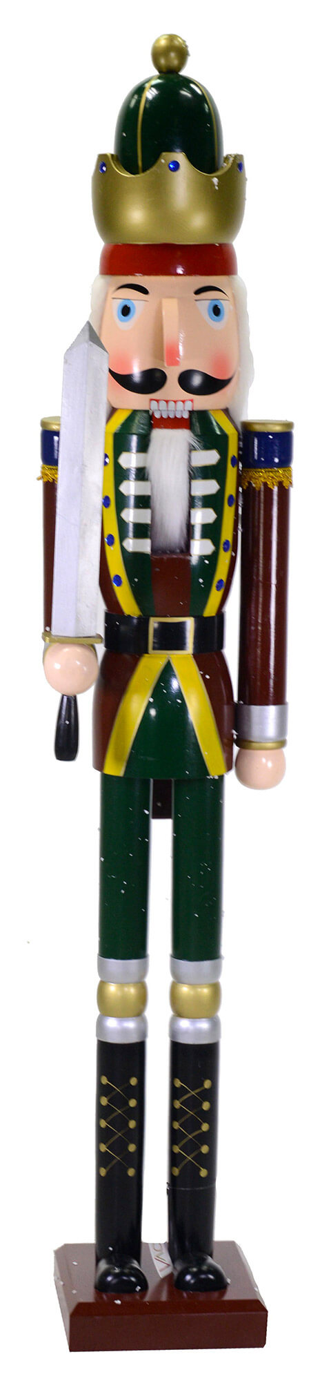 Soldatino Schiaccianoci in Legno 38x38x180 cm Decorazione Verde e Rosso