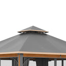 Gazebo da Giardino 3x4m con Tende e Zanzariere Grigio e Marrone