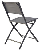 Set Tavolino e 2 Sedie Pieghevoli da Giardino in Acciaio e Textilene Grigio Scuro