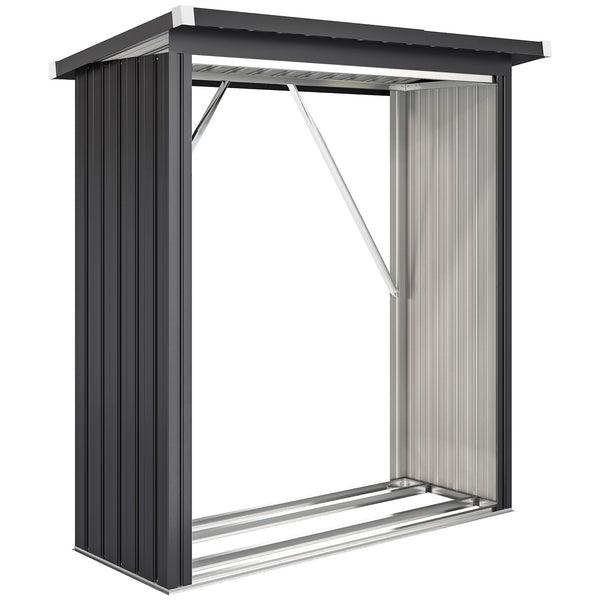 Capanno Portalegna 150x66.5x150 cm Base Rialzata e Tetto Inclinato in Acciaio Grigio Scuro online