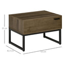 Comodino 1 Cassetto 53x41,5x37 cm in Legno e Acciaio Marrone