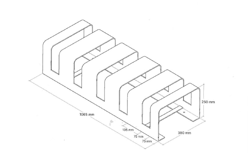 Rastrelliera Portabici 5 Posti 106x38x24 cm in Metallo Verniciato Tortora