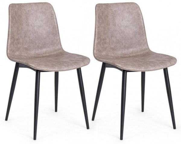 acquista Lot de 2 Chaises 44x50x80 cm en Simili Cuir Noir et Beige