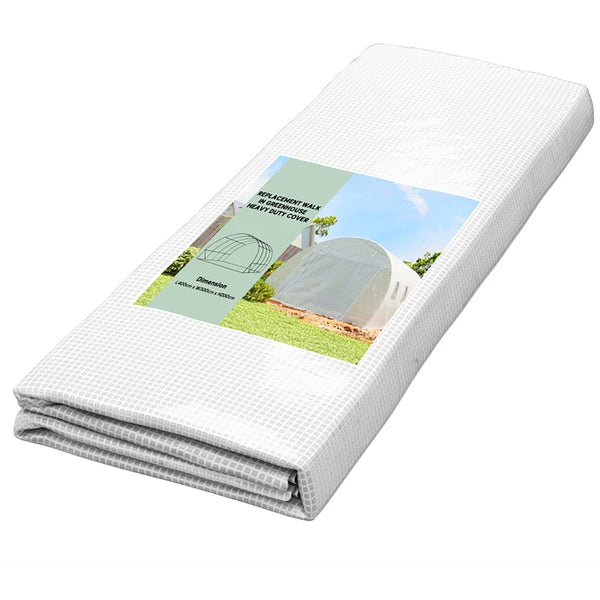 prezzo Telo per Serra 4x3x2 m con 8 Finestre Porta Avvolgibile e Bordi Interrati in PE Bianco