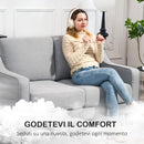 Divano 2 Posti 136x77x86 cm Salvaspazio in Tessuto Effetto Lino Grigio Chiaro   