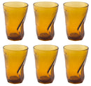 Set 6 Bicchieri Accartocciati 34 cl Ø8 cm in Vetro Pressato Kaleidos Ambra