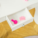 Toeletta Trucco per Bambine Consolle e Sgabello 63x40x85,5 cm con Triplo Specchio in Legno e Acrilico Bianco      