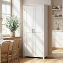 Mobile da Cucina 80x40x180 cm con Ruote 2 Ante 14 Scomparti in MDF Bianco      