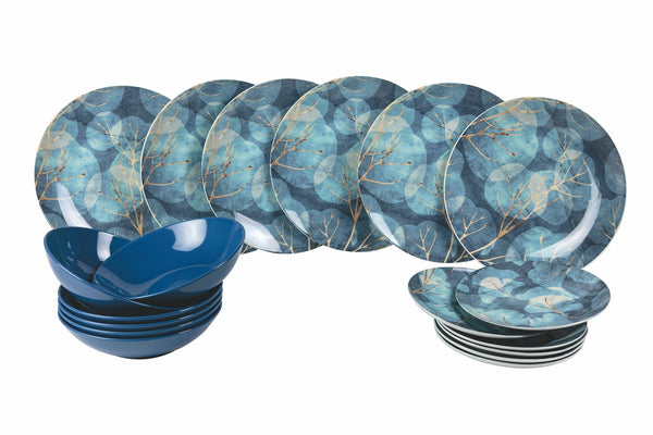 sconto Service de table 18 pièces en porcelaine et grès VdE Tivoli 1996 Blue Dream