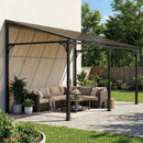 Pergola Addossata 4x3 m con Tetto in Policarbonato Metallo e Alluminio con Viti Marrone      
