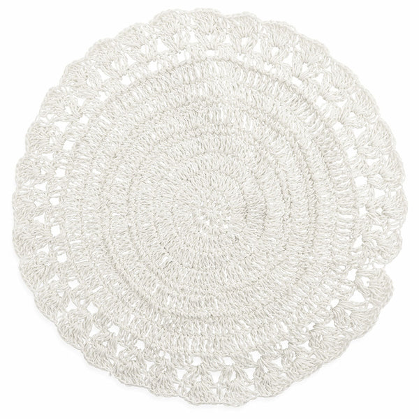 Lot de 6 Sets de Table Ronds Raphia Villa d'Este Crochet Blanc sconto