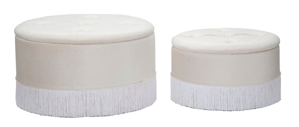 sconto Bouffée Conteneur Lignes Nouvelle Paire Crème Ø71x41-55x33 cm en Bois Éponge et Polyester Crème