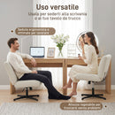 Poltrona da Salotto 63x75x82-90 cm Girevole 360° in Velluto a Goccia Senza Braccioli Crema      