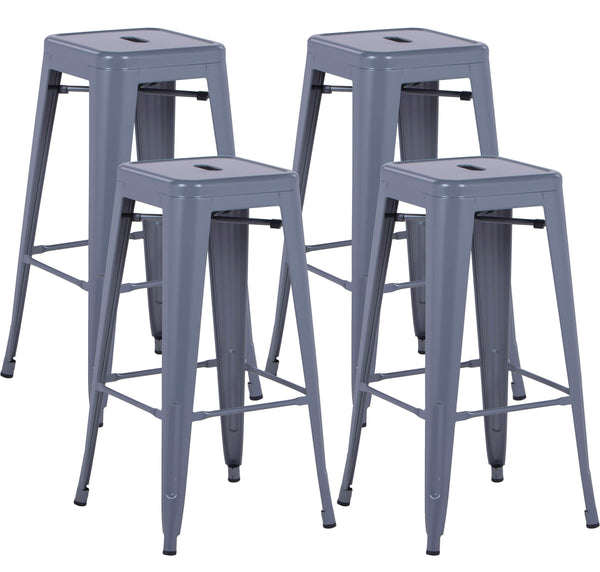 prezzo Set 4 Sgabelli da Bar Alto in Metallo Victoria Grigio Antracite