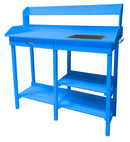 Tavolo da Lavoro 112x45xH112 cm in Legno Cunninghamia  lanceolata Blu