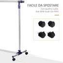 Stender Appendiabiti Larghezza e altezza regolabili con Ruote in Acciaio Inox 160x170 cm 