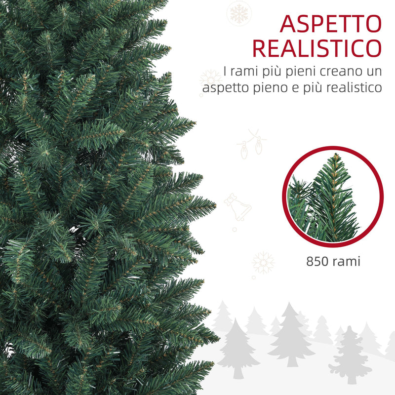 Albero di Natale Artificiale 210 cm 687 Rami Design Alto e Stretto Verde 