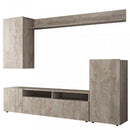 Parete Attrezzata Soggiorno Bridge 207x34x170 h cm in Truciolare bilaminato Rovere grigio