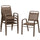 Set 4 Sedie da Giardino 56x66x91 cm Impilabili in Acciaio e PP Marrone Scuro