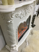 Camino Elettrico da Pavimento 102x120x33 cm Effetto Fiamma 1500W Florence Bianco