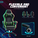 Sedia da Gaming Altezza Regolabile e Schienale Reclinabile 65x65x121-129 cm Nero e Verde   