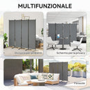 Paravento da Esterno e Interno a 4 Pannelli Pieghevole 221x50x172 cm Grigio Scuro      
