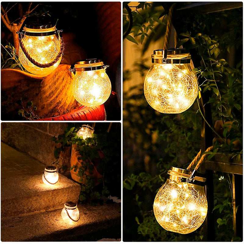 Set 2 Lanterne Decorative per Esterni con Pannello Solare Luce Calda