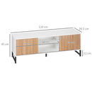 Mobile TV Fino a 50" 120x39,5x45 cm  in Truciolato e Acciaio Bianco e Colore Legno