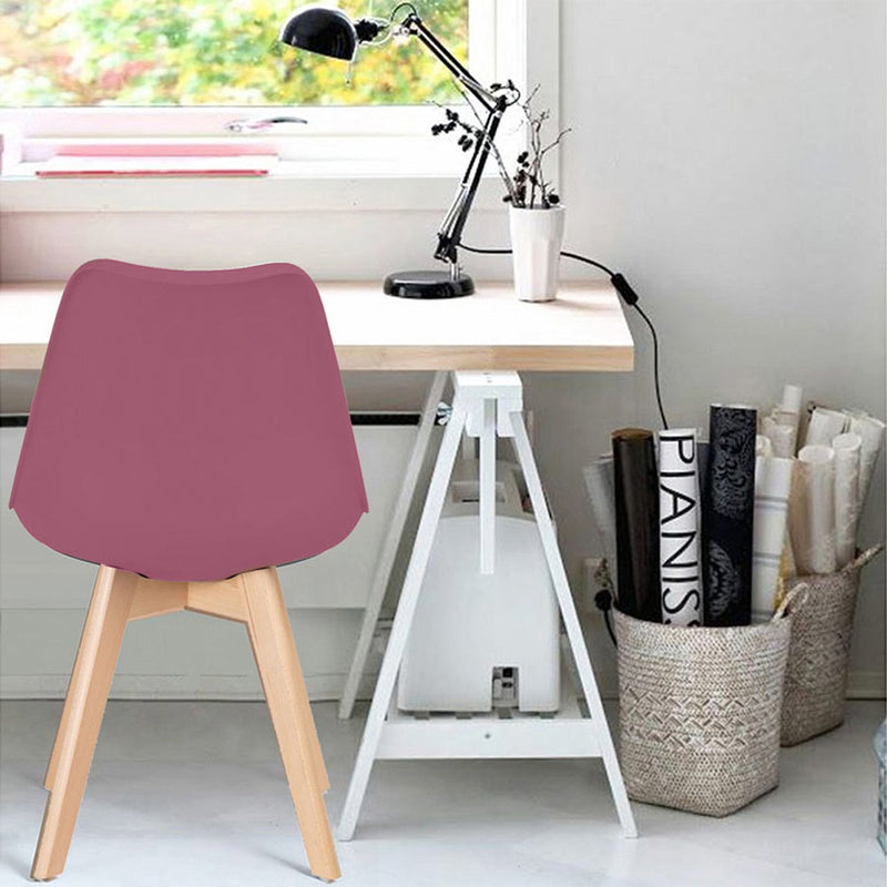 Set 4 Sedie 53,5x48,5x83 cm in Polipropilene e Similpelle Candice Bordeaux