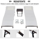 Set 2 Lettini Prendisole e Tavolino in Rattan Sintetico con Cuscini Rimovibili Marrone Crema 