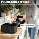 Beauty Case da Trucco 27,5x19,5x24,5 cm con 4 Contenitori Rimovibili e Tracolla in Tessuto Oxford Lavabile Nero      