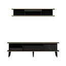 Porta tv con pensile Bientv 180 effetto marmo nero particolari oro