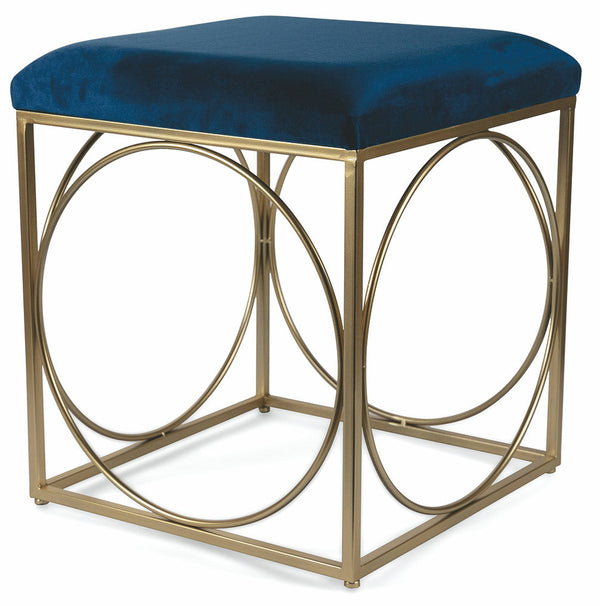 sconto Tabouret Carré 40x40x46 cm en Fer et Velours Soriani Bleu