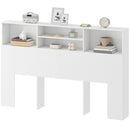 Testiera Letto Matrimoniale Autoportante 160x20,2x108,2 cm con 4 Scomparti Aperti in MDF e Truciolato Bianco      