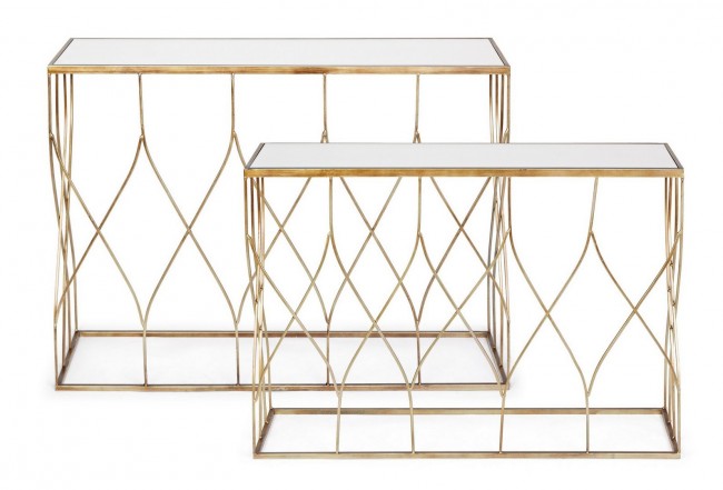 Set 2 Consolle Elenor in Metallo