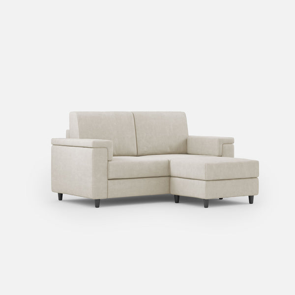 sconto Divano 2 Posti con Pouf 168x145x85 cm Marrak in Tessuto Latte