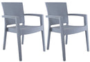 Set 2 Sedie da Giardino in Stile Rattan Grigio