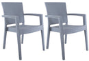 Set 2 Sedie da Giardino in Stile Rattan Grigio
