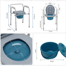Sedia Toilette WC Leggera Vaso Removibile per Anziani a Mobilità Ridotta in Metallo Grigio Blu      