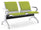 Banc de salle d'attente 2 places pour bureau avec coussin en acier et simili cuir argent/pistache