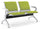 Banc de salle d'attente 2 places pour bureau avec coussin en acier et simili cuir argent/pistache