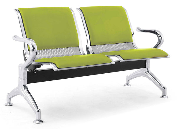 Banc de salle d'attente 2 places pour bureau avec coussin en acier et simili cuir argent/pistache sconto