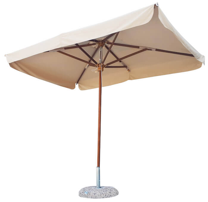 Ombrellone da Giardino 3x4 m Palo Ø60 mm in Legno Telo in Acrilico con Balza Danieli Sydney Ecrù