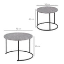 Set 2 Tavolini Piano Effetto Marmo Struttura in Metallo Nero
