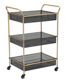 Carrello Fashion 56x37x81 cm in Ferro Nero e Oro